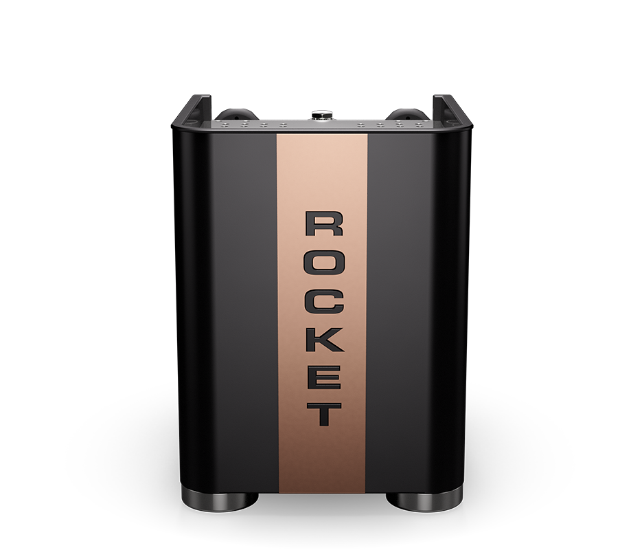 Acabamento traseiro preto e cobre da máquina de espresso Rocket